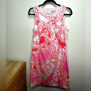 LILLY PULITZER Mila Shift Dress In "Trunk In Love" Pink Elephant Print Size 4